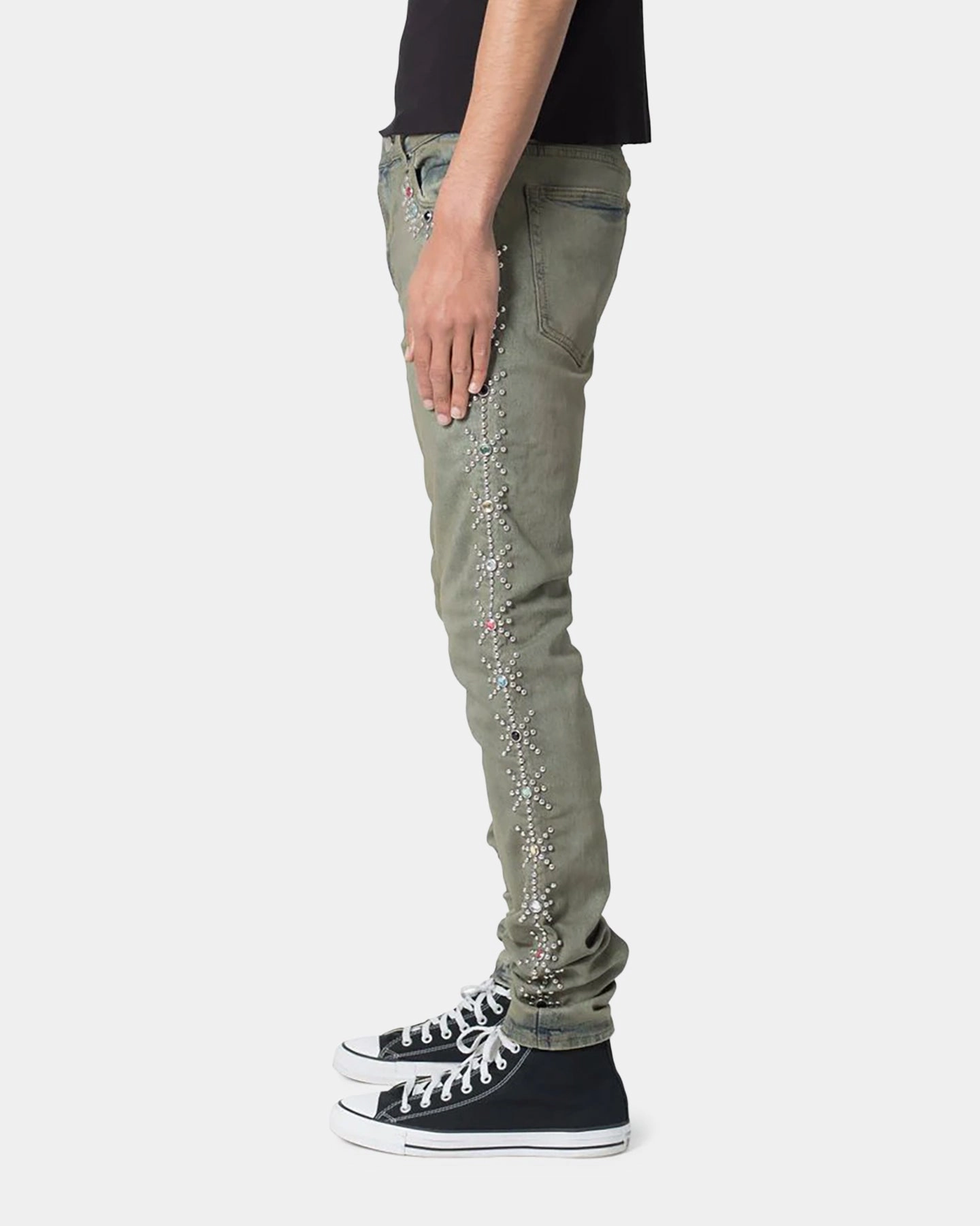 Stylish Touch MNML X620 Studded Skinny Denim Jean Blue