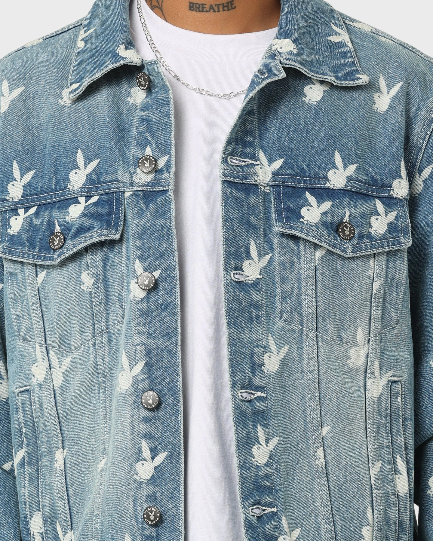 Model Playboy By CK Players Denim Jacket Vintage Blue