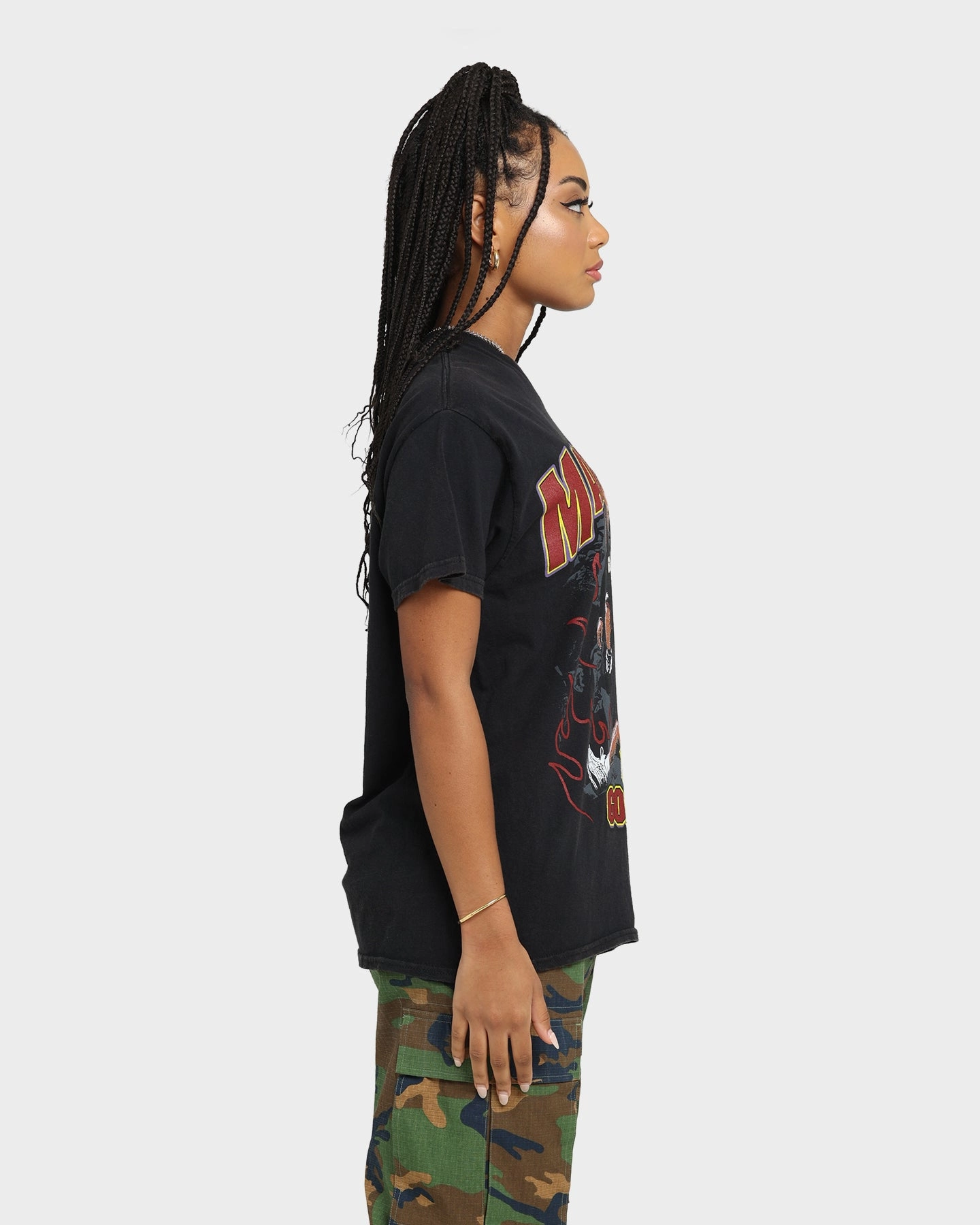 Goat Crew Man Down Vintage T-Shirt Black Wash TemperatureControl Fabric Relaxed and Comfy