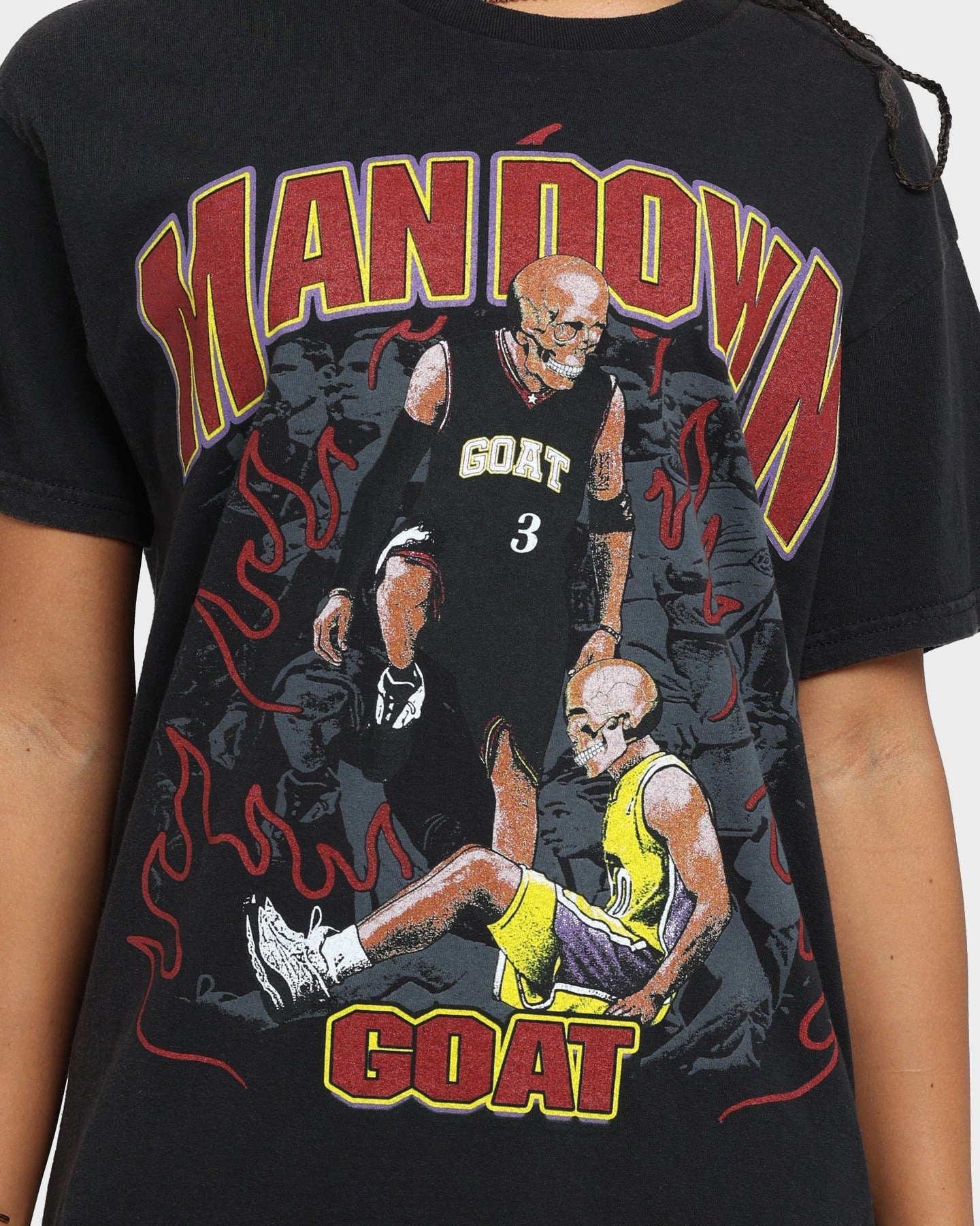 Goat Crew Man Down Vintage T-Shirt Black Wash Comfy Pieces