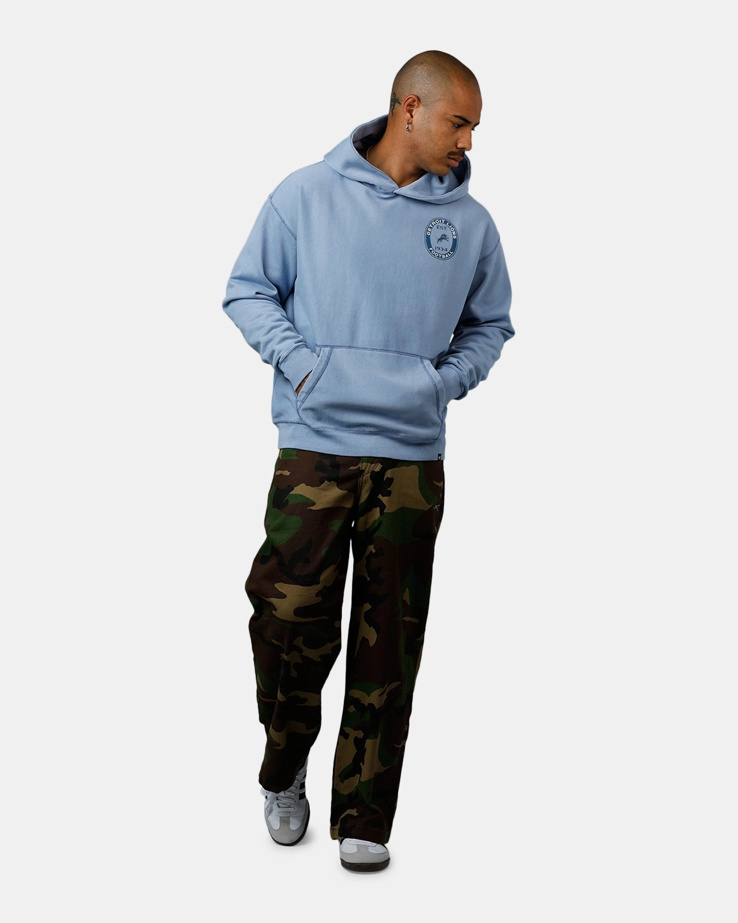 47 Brand Detroit Lions Boot Path Hoodie Blue afternoon