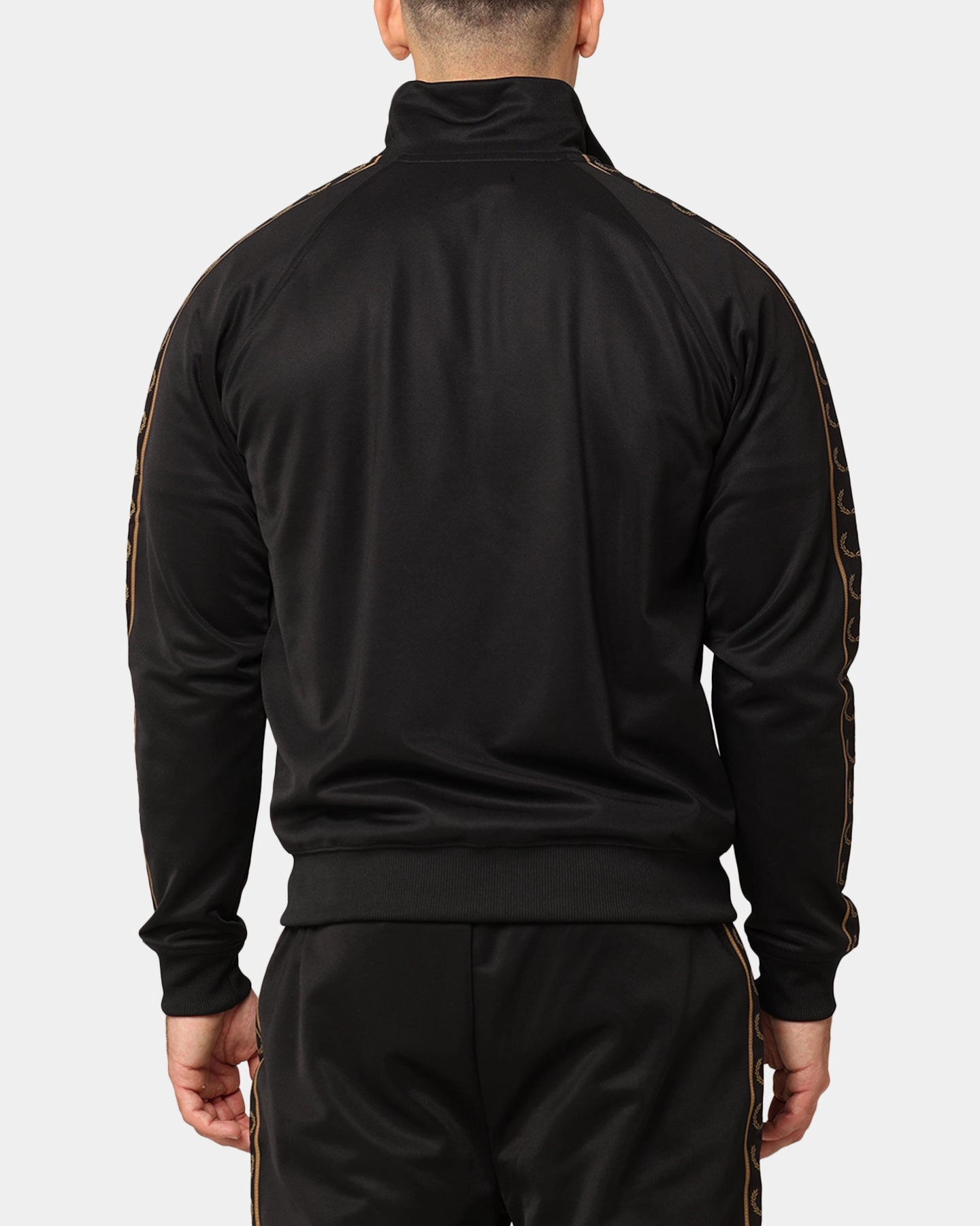 Comfort Fit Silhouette Fred Perry Contrast Tape Track Jacket Black/Stone