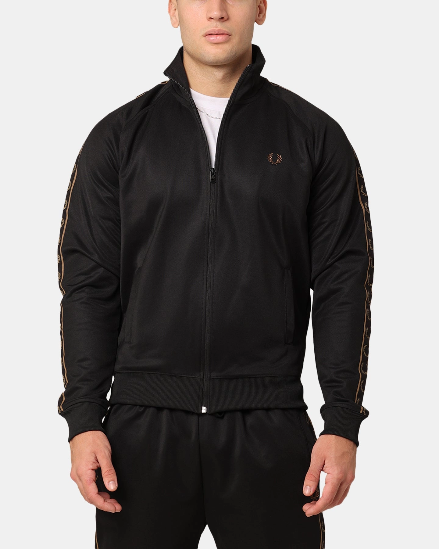 Fred Perry Contrast Tape Track Jacket Black/Stone Cold-Weather Comfort