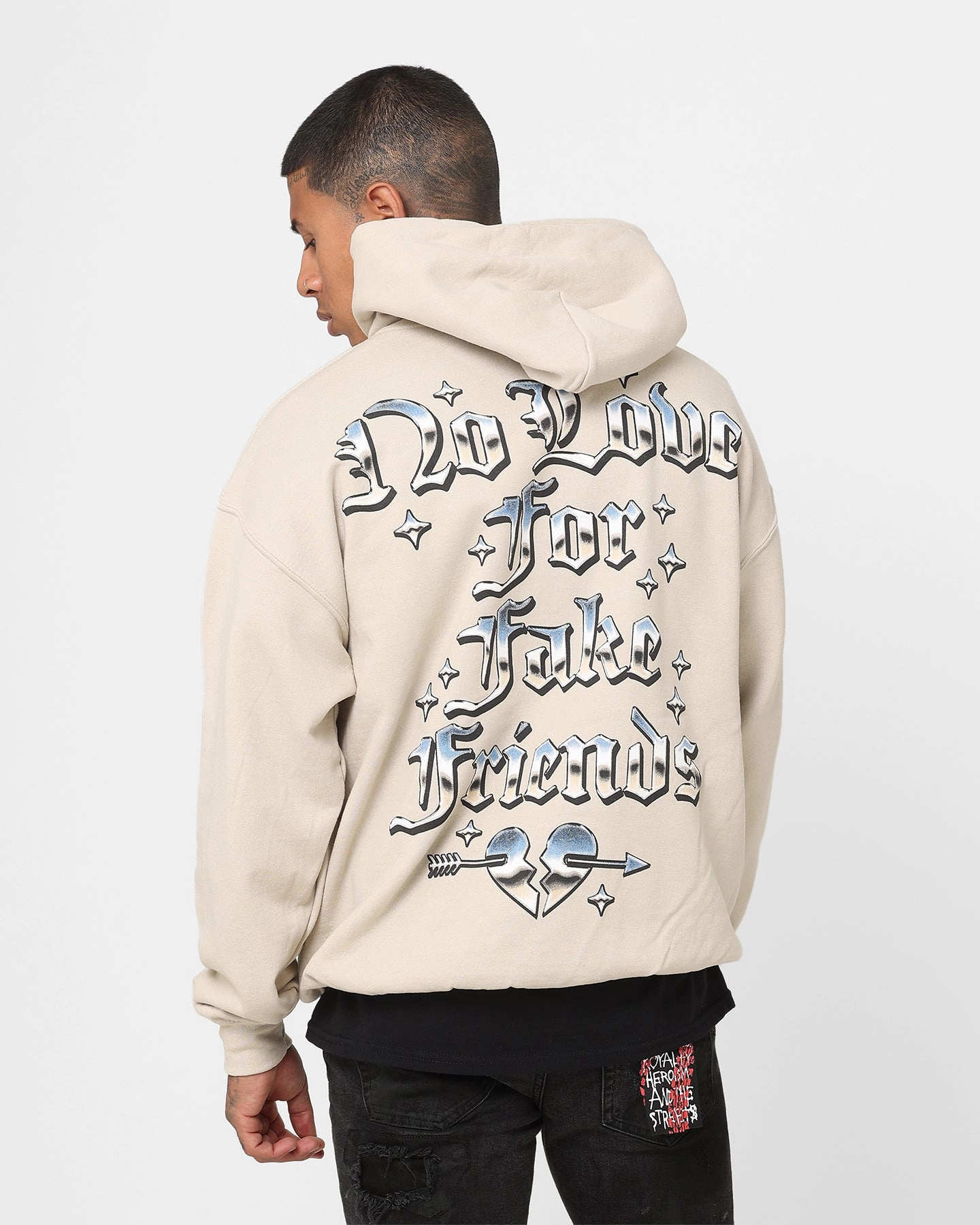 Eco Friendly Textile Mold Resistant Coating Goat Crew No Love Hoodie Stone/Wheat