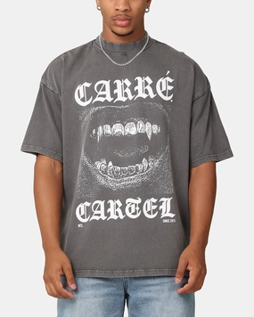 Carre Cartel Mock Neck T-Shirt Washed Charcoal Trendy Casual Wear