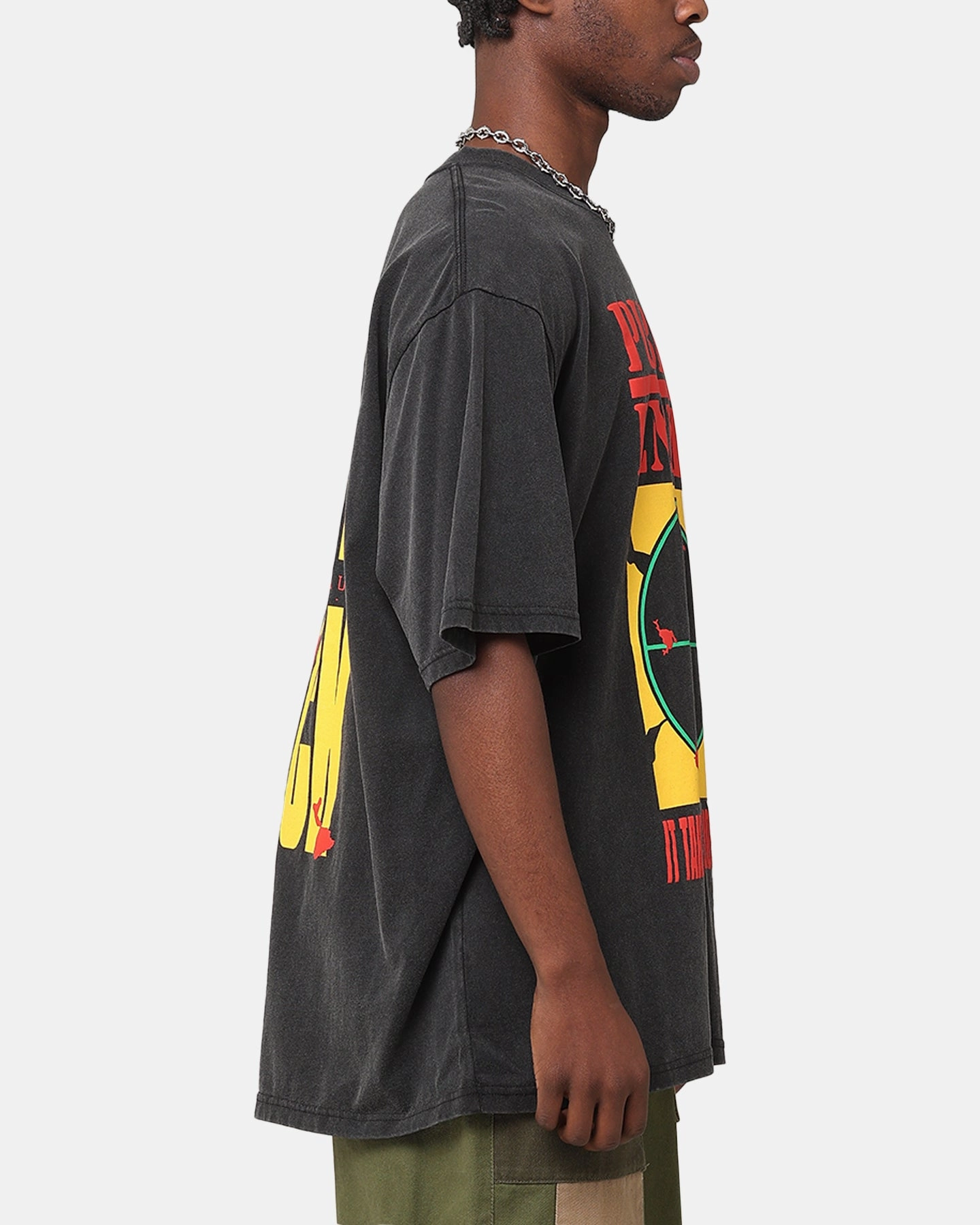 Public Enemy Hold Us Back T-Shirt Washed Black Lightweight Design