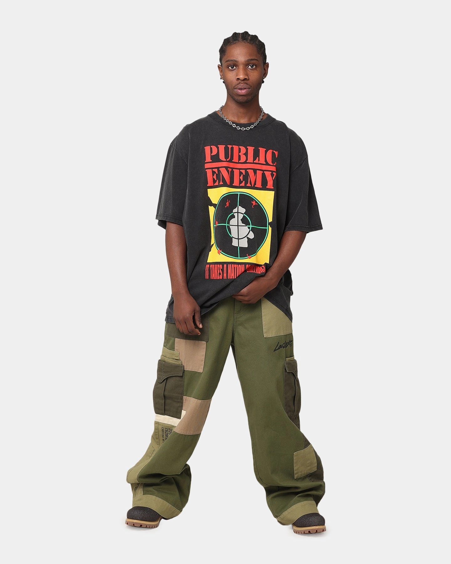Public Enemy Hold Us Back T-Shirt Washed Black Non Iron Fabric