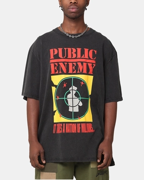 Street Trendy RelaxedFit Public Enemy Hold Us Back T-Shirt Washed Black