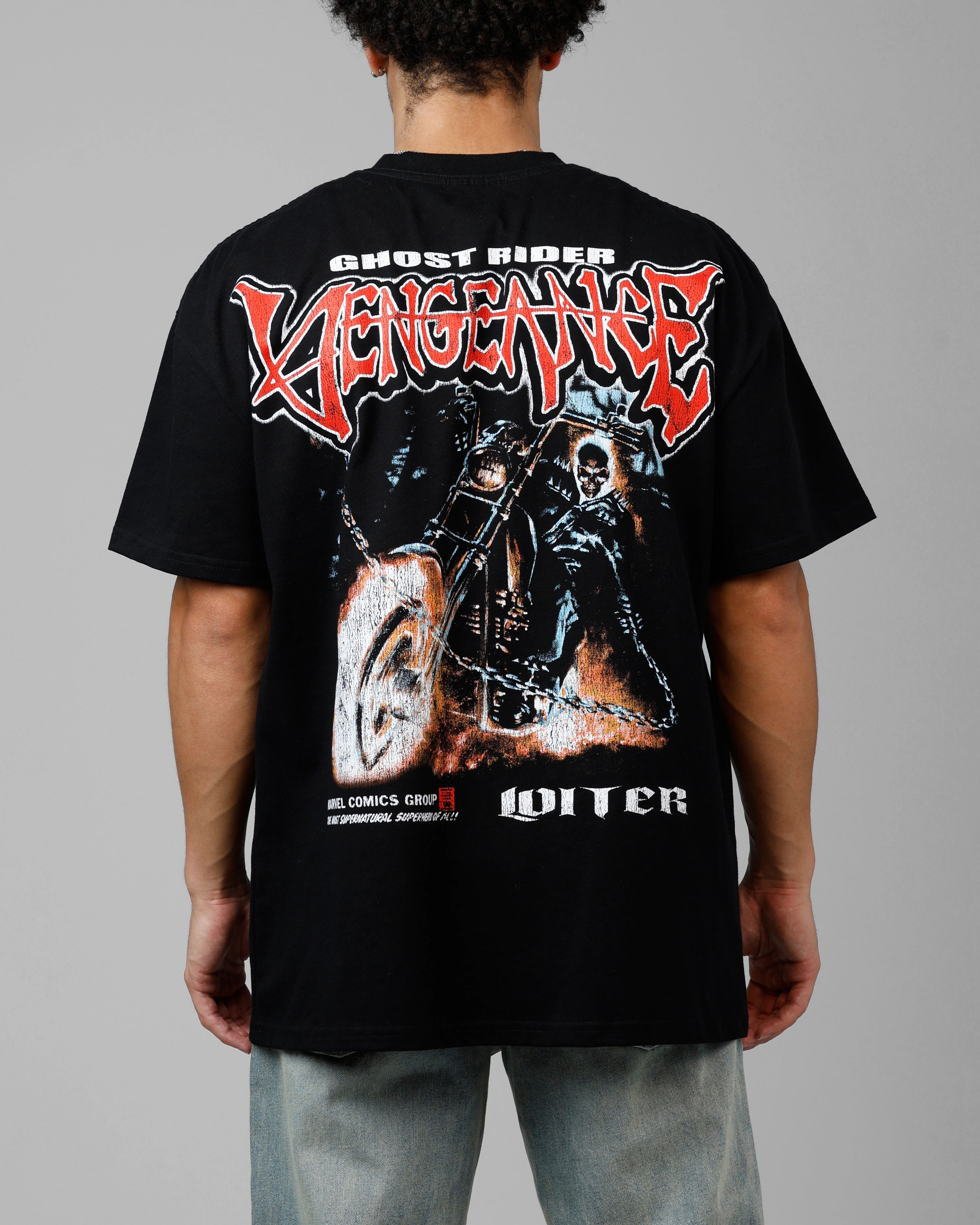 Loiter Marvel Ghost Rider Heavyweight T-Shirt Black Practical Wear Breathable Look
