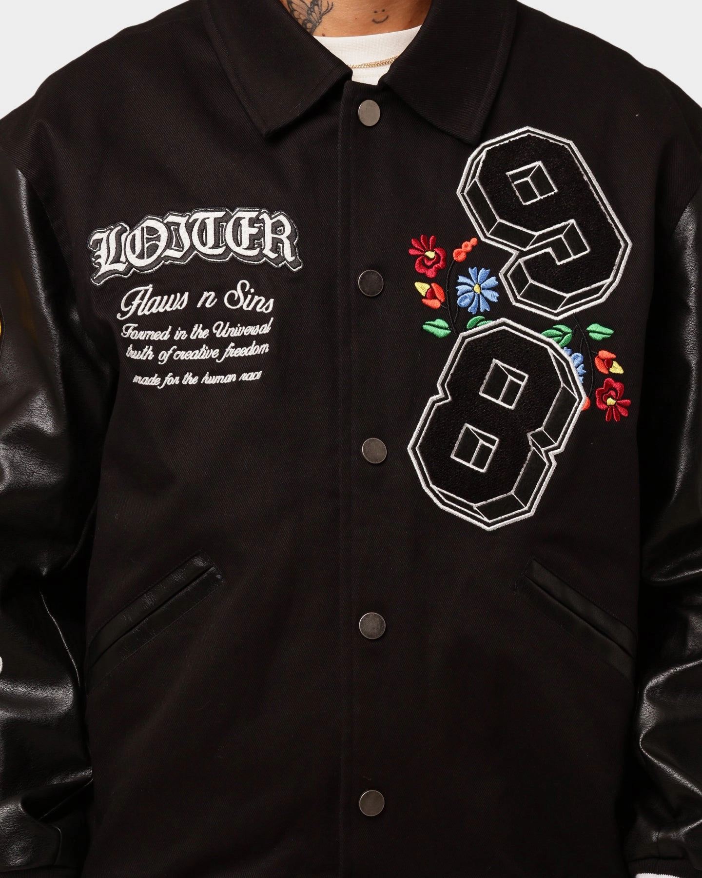 Layer Comfort Loiter Flaws Varsity Jacket Black