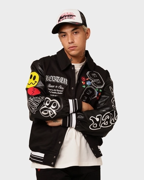 Taste Practical Layer Loiter Flaws Varsity Jacket Black