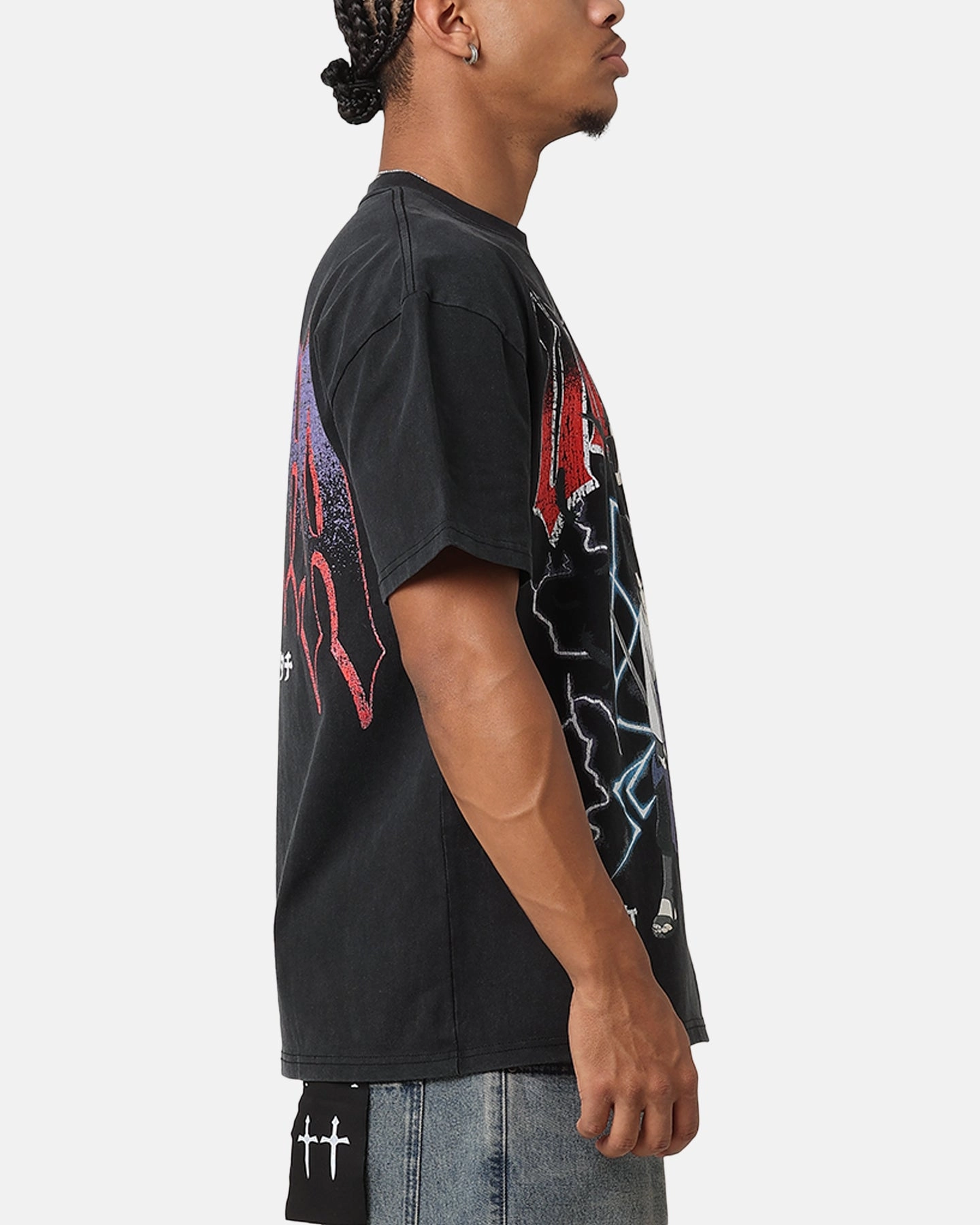 Goat Crew X Naruto Uchiha Bros Heavy T-Shirt Vintage Black Flexible Ribbed Neckline