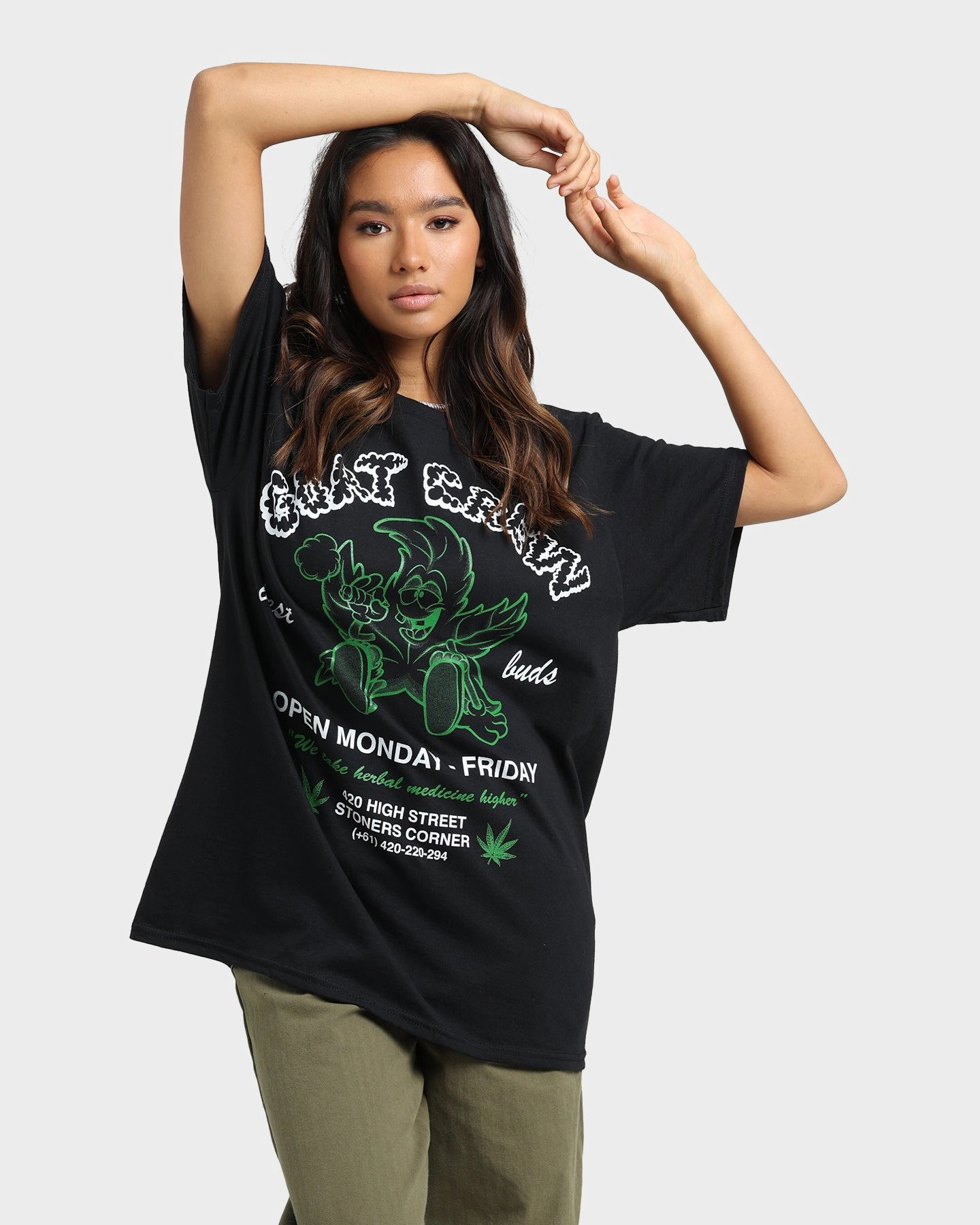 Seasonal Fashion Cotton Blend Goat Crew Best Buds T-Shirt Black