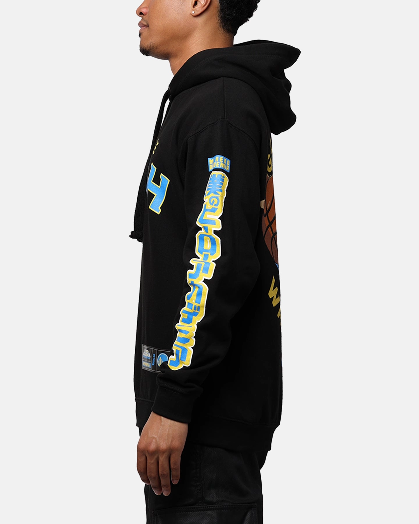 Hyperfly X My Hero Academia X NBA Golden State Warriors Hoodie Black Convertible Features Reflective Safety Details