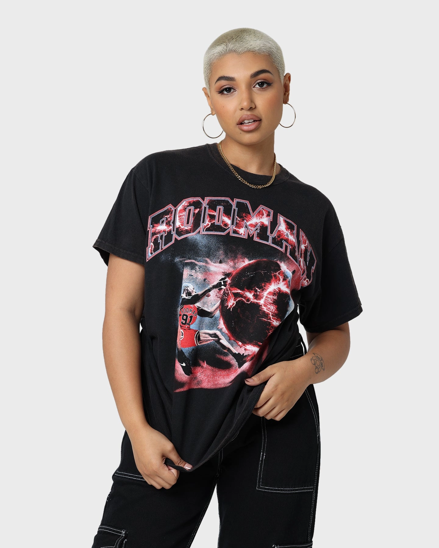Rodman Brand Planet Dunk Vintage T-Shirt Black Wash Teenager fashion