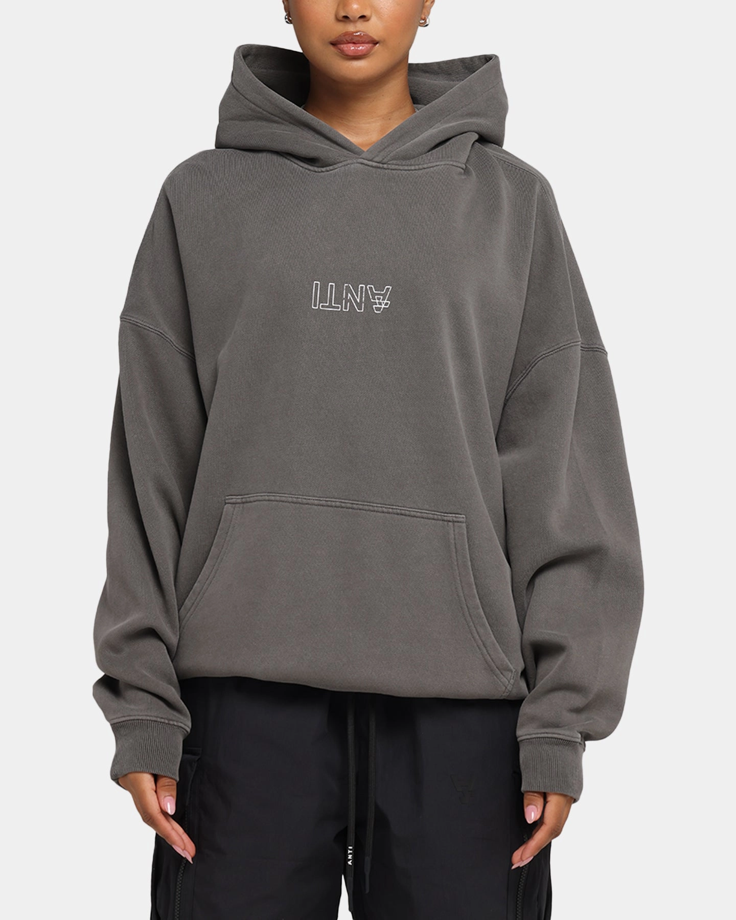 graduation party The Anti Order Truth In Chaos Boxy Hoodie Washed Charcoal