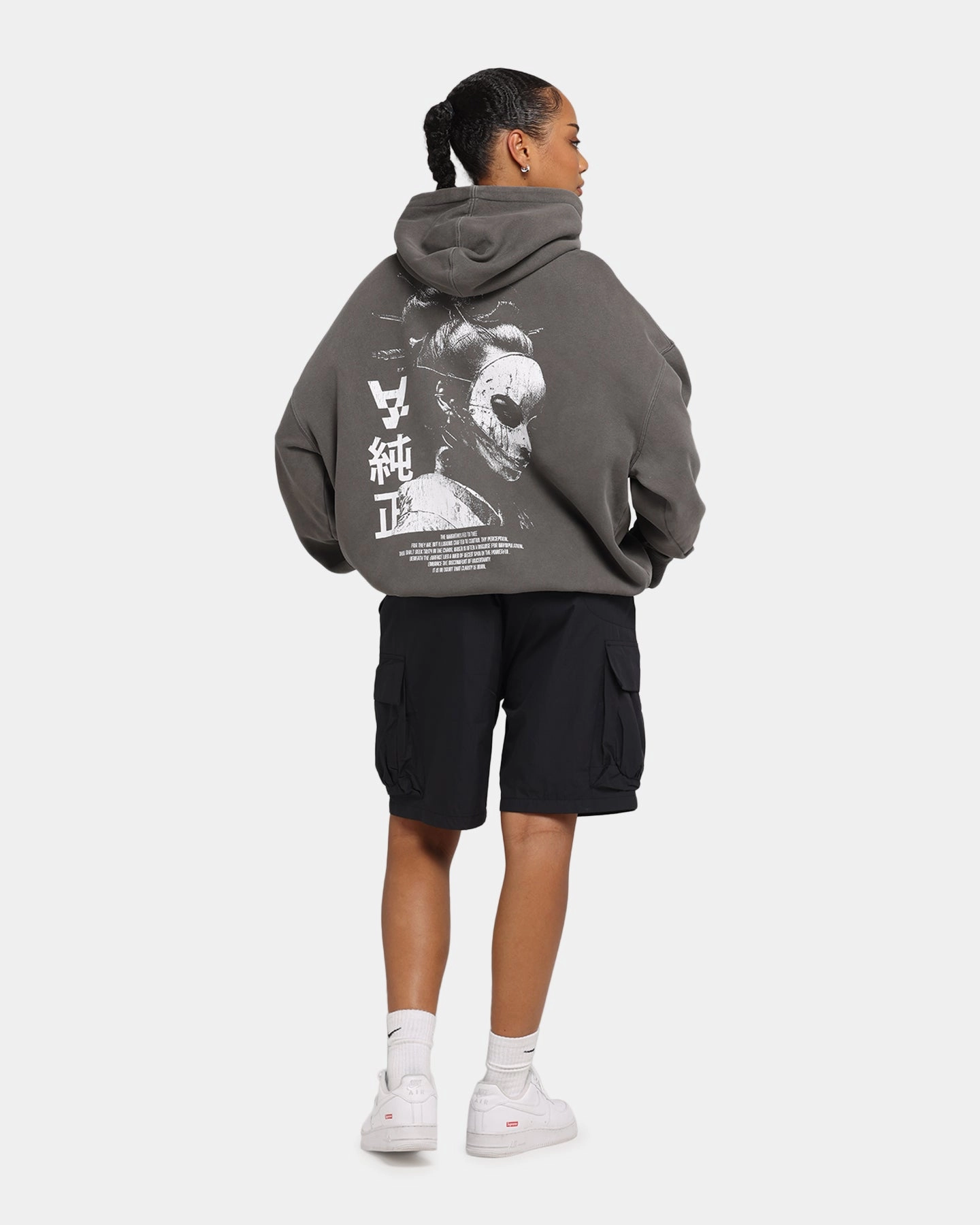 Illustrate Full Zip Closure The Anti Order Truth In Chaos Boxy Hoodie Washed Charcoal