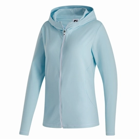 Magnetic Closure Option FootJoy Full-Zip Hoodie Golf Jacket Sky Heather - FW22 Women