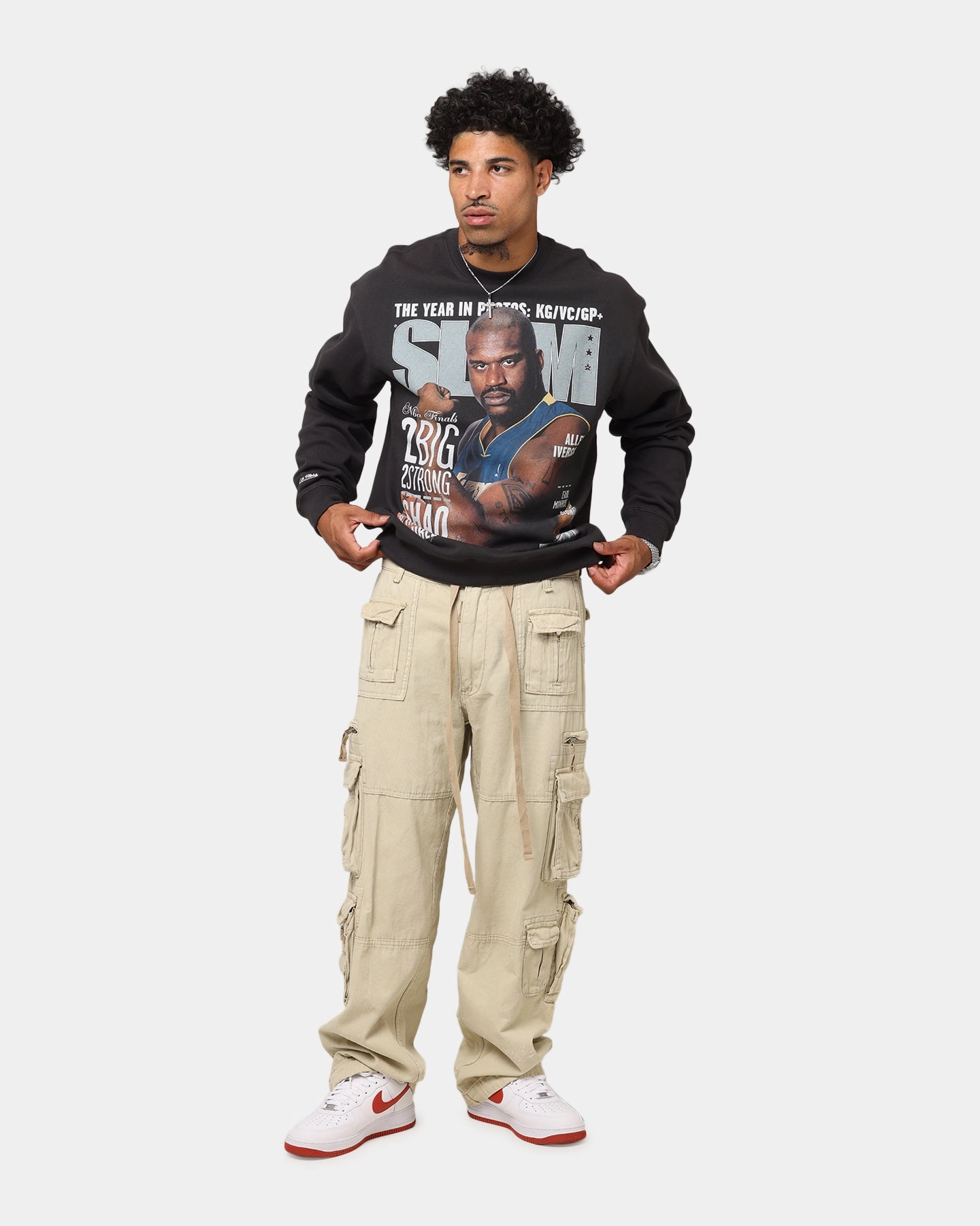 Reinforced Hems Mitchell & Ness Los Angeles Lakers Shaquille O'Neal Slam Magazine Crewneck Faded Black