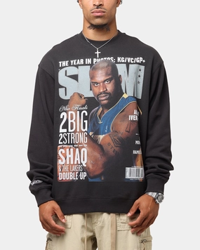 Double Layered Collar Mitchell & Ness Los Angeles Lakers Shaquille O'Neal Slam Magazine Crewneck Faded Black