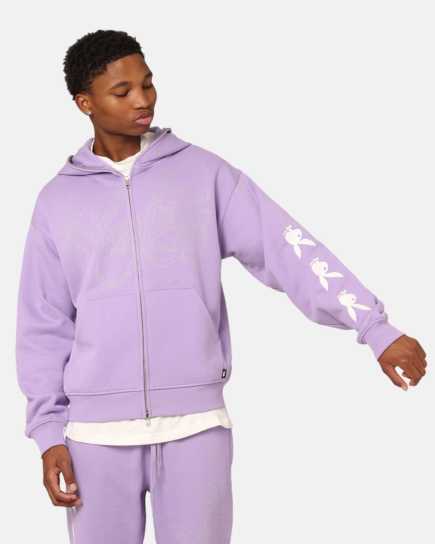 Playboy By Culture Kings Shyne Full Zip Hoodie Purple Pocket-square Sleek Jacket