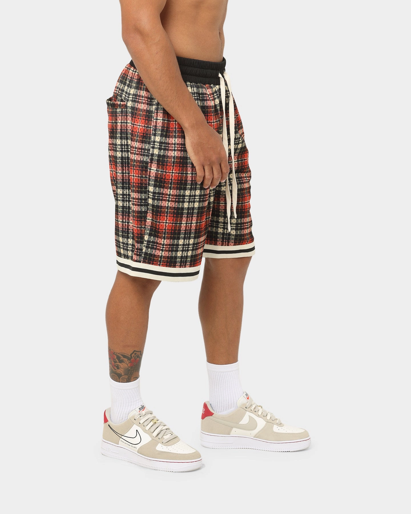 hang dry service industry EN ES Team Basketball Shorts Red Plaid