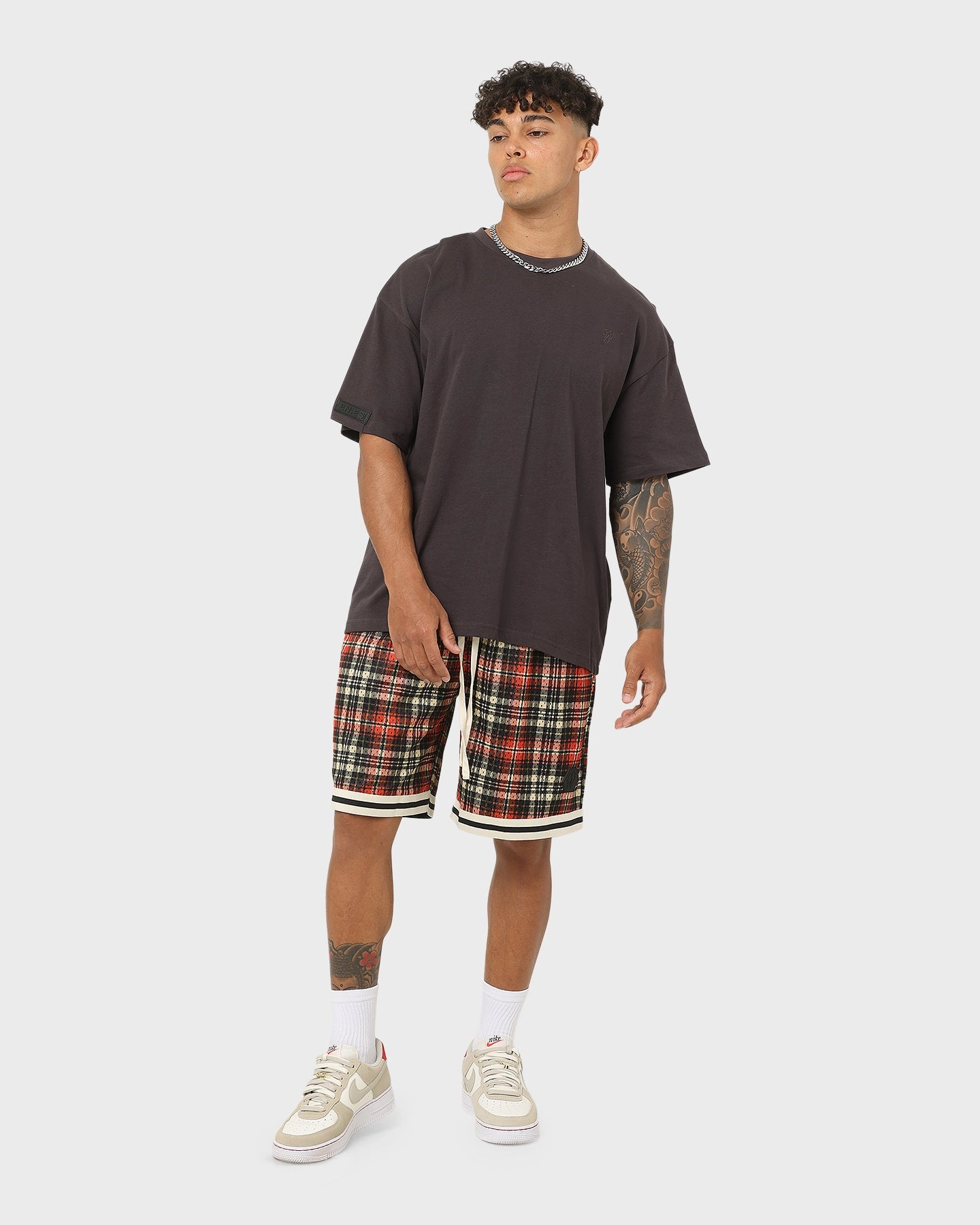 school outfit Secure Closure System EN ES Team Basketball Shorts Red Plaid