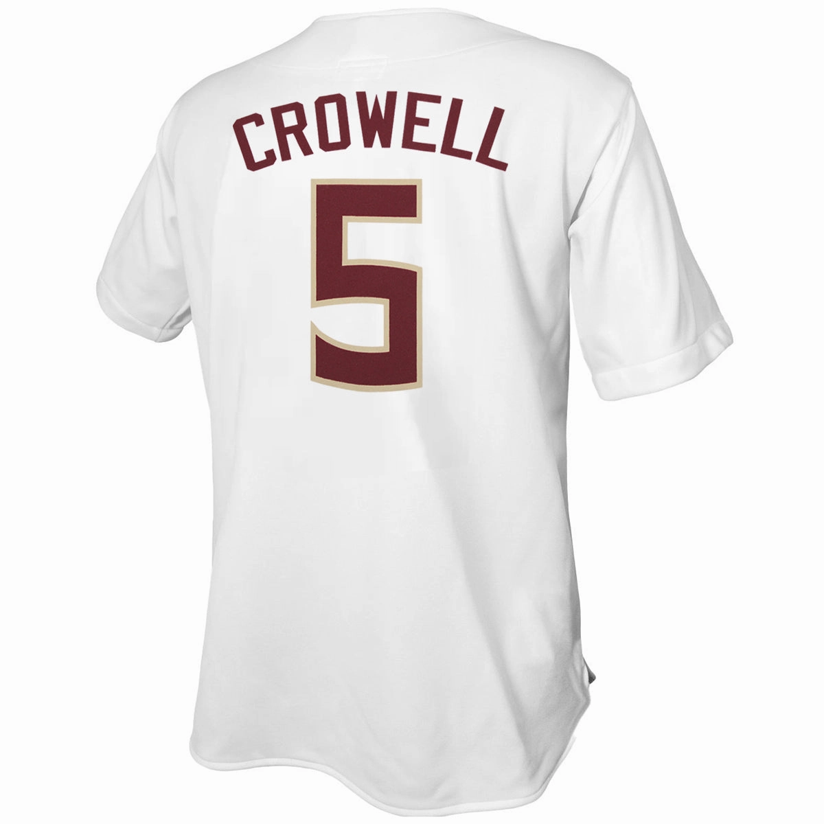 Retro Brand Wyatt Crowell #5 Baseball Jersey - White Contrast Trim Details Durable Recycled Blend