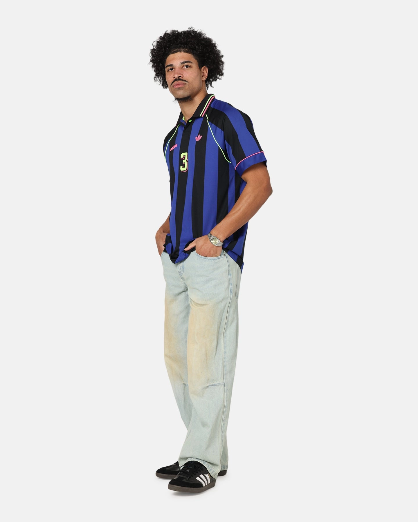 Adidas Jacquard Jersey Blue/Black Athletic Silicone Trim Irregularity Free Edging