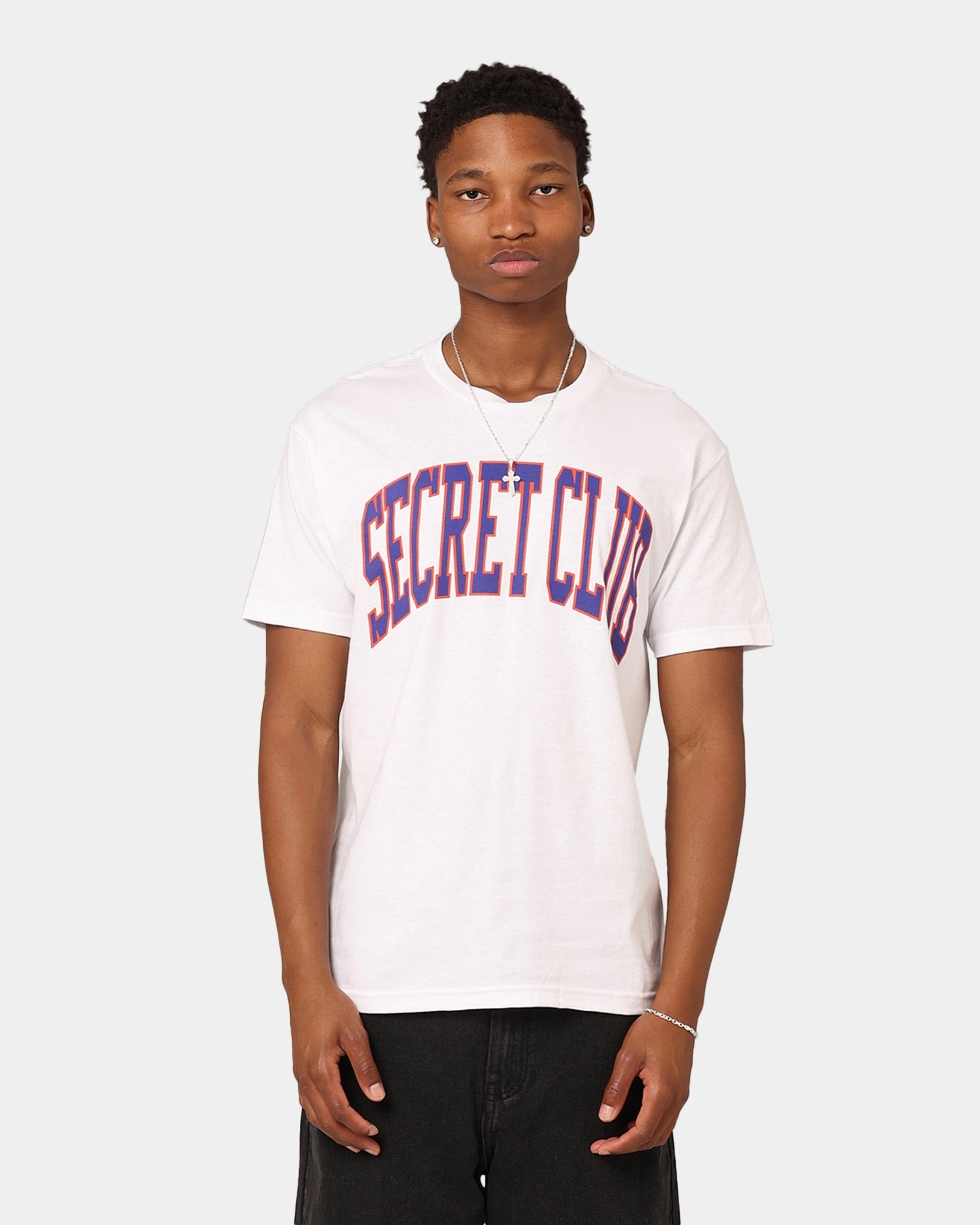 Secret Club Arc T-Shirt White Layered Wear Light and Soft