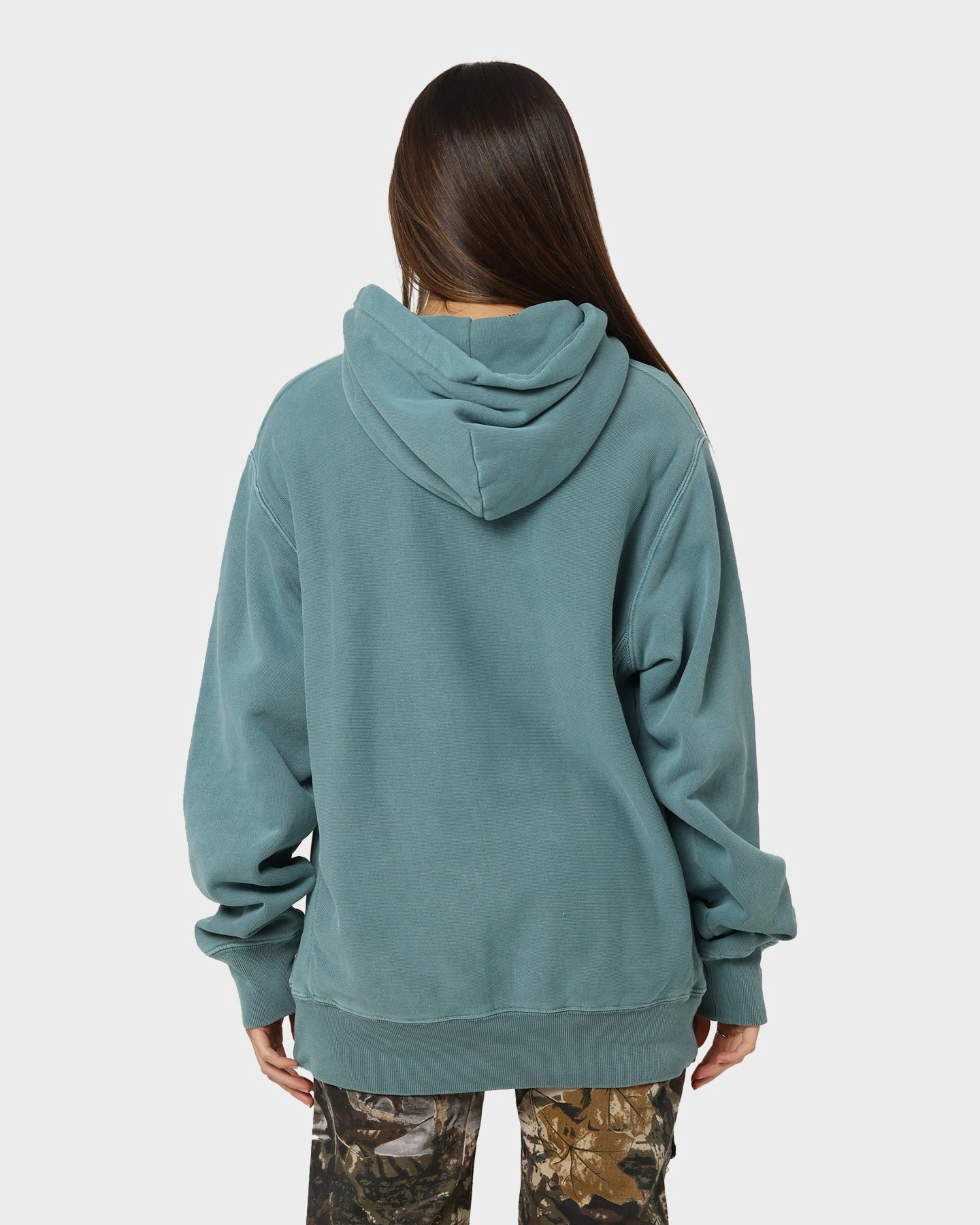 Champion Reverse Weave Garm Dye Hoodie Aqua Tonic PreShrunk Cotton Blend