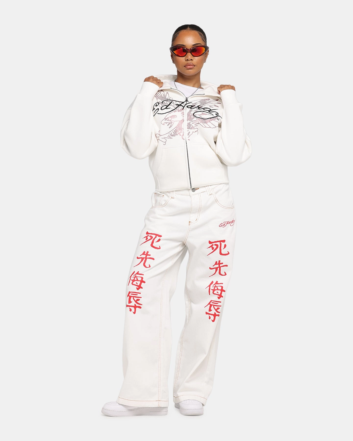 Ed Hardy Death Before Dishonour Jeans Off White Soft Finish