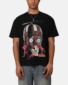 Goat Crew Marvel Deadpool Headpool Vintage T-Shirt Black Acidwash Smart Layer Timeless Look Wear