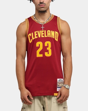 Mitchell & Ness Cleveland Cavaliers Lebron James 2015 Dark Jersey Burgundy Jacquard Knit