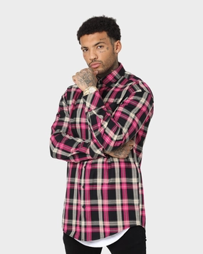 discounted Magnetic Closure System Saint Morta Prima Long Sleeve Flannel Shirt Black/Pink