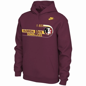 Collar Stay Slots Beach Ready Nike Men's Vault Seminole Logo Florida State Seminoles Design Club Fleece Hood - Garnet