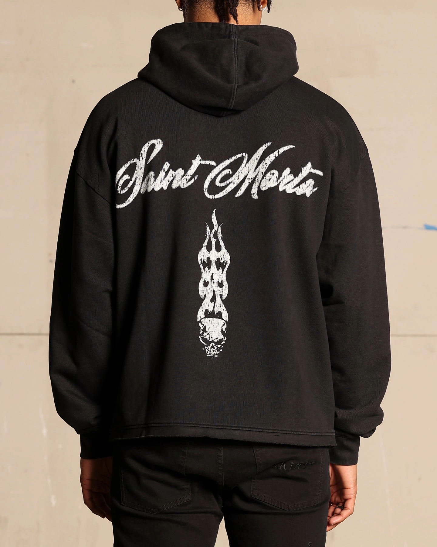Saint Morta Roadhouse Boxy Hoodie Washed Black Remember suitable for individual sports