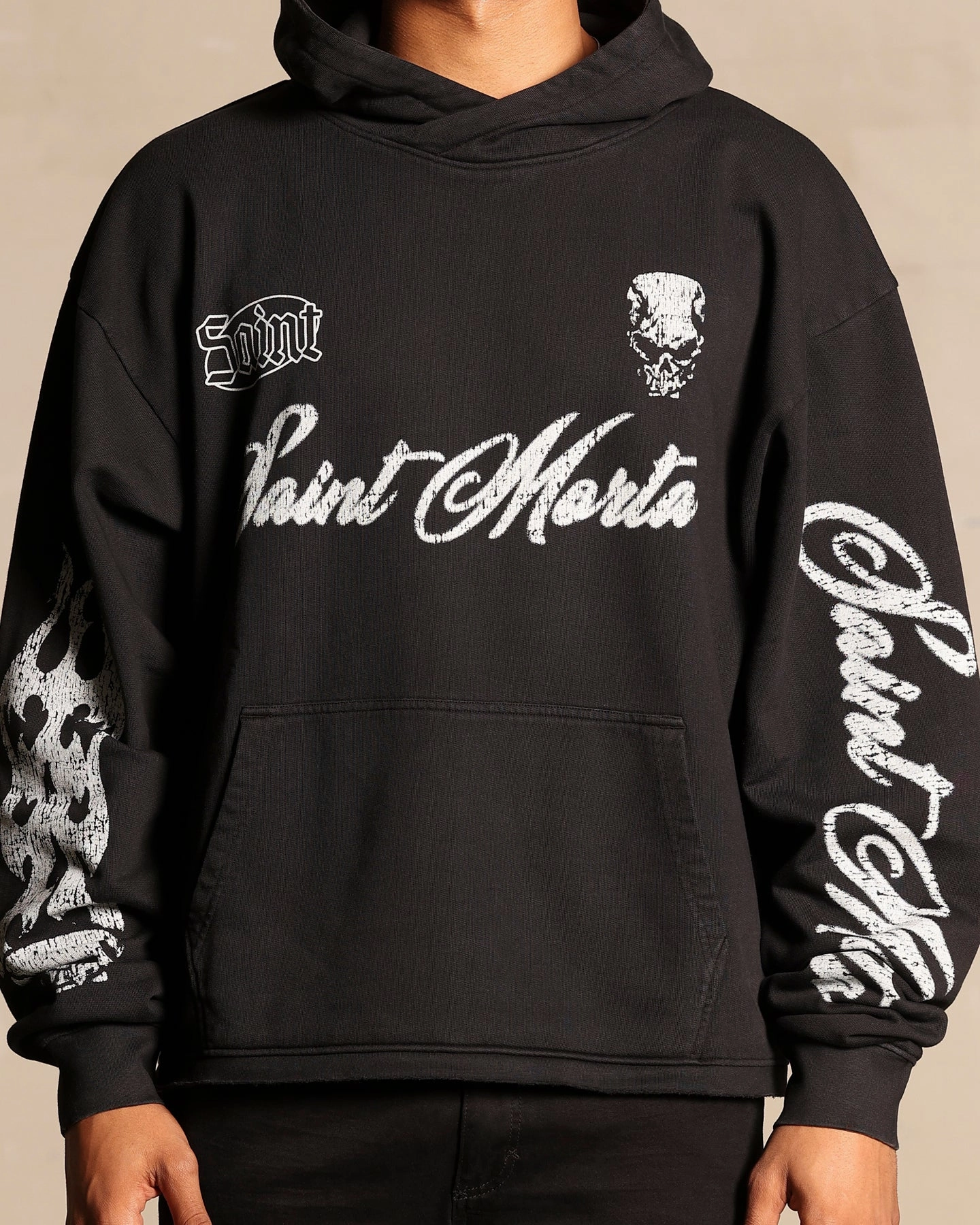 Saint Morta Roadhouse Boxy Hoodie Washed Black Appreciate