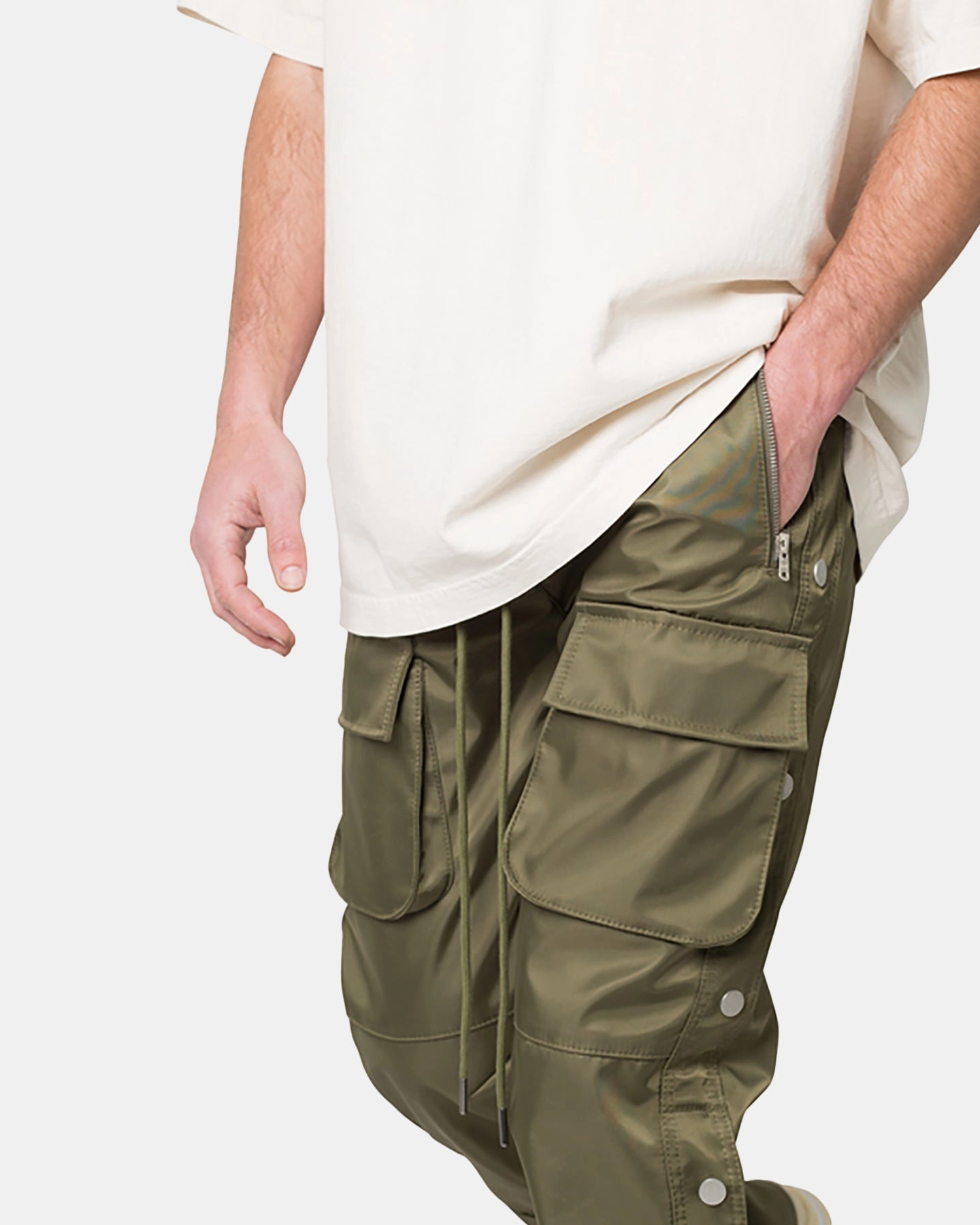 MNML Snap Front Cargo Pants Olive Sport Friendly