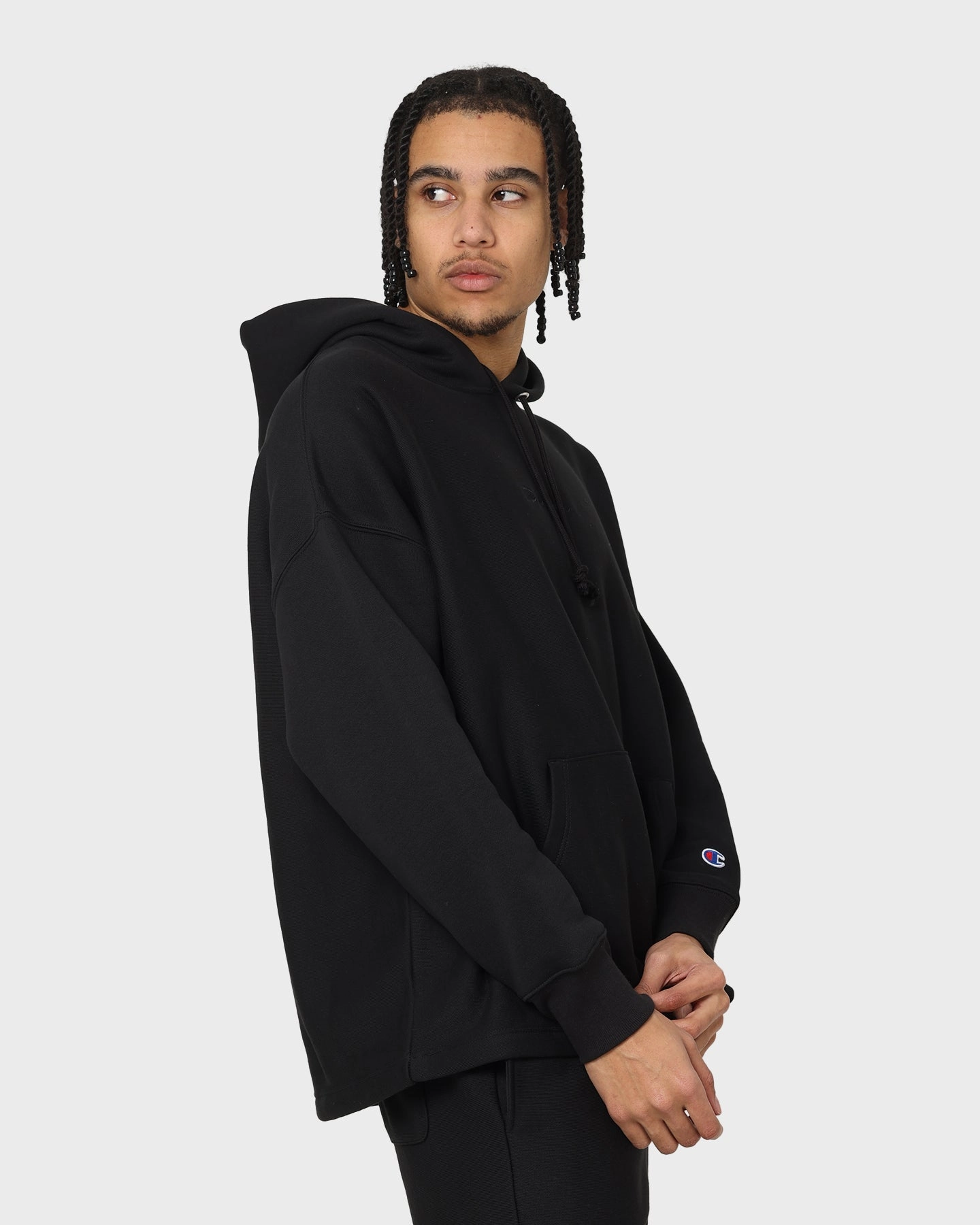 Champion Reverse Weave Relaxed Hem Hoodie Black Thank All Weather Versatility