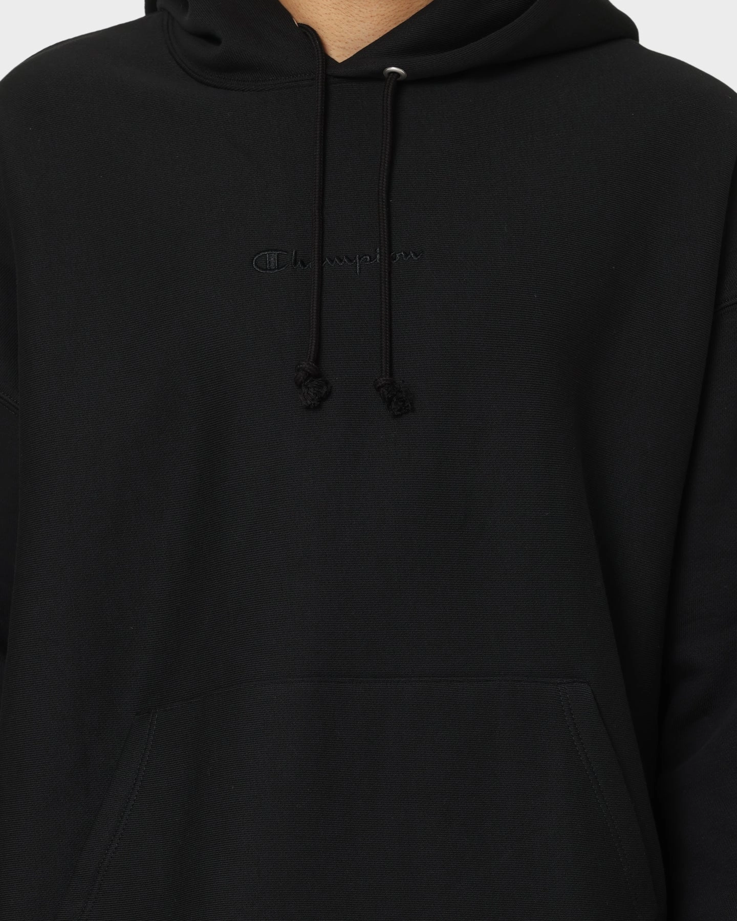 Gray mountain scene Champion Reverse Weave Relaxed Hem Hoodie Black