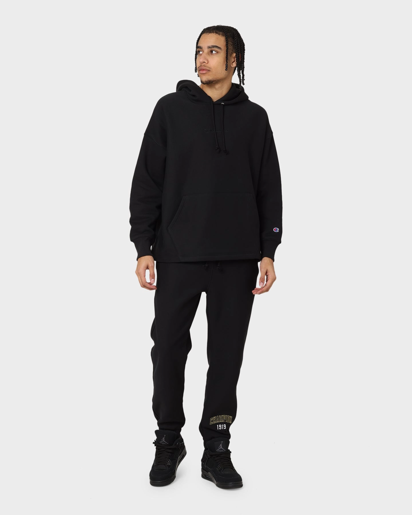 budget-friendly Champion Reverse Weave Relaxed Hem Hoodie Black