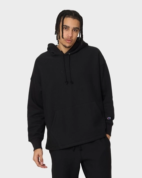 Champion Reverse Weave Relaxed Hem Hoodie Black Silicone Grip Cuffs