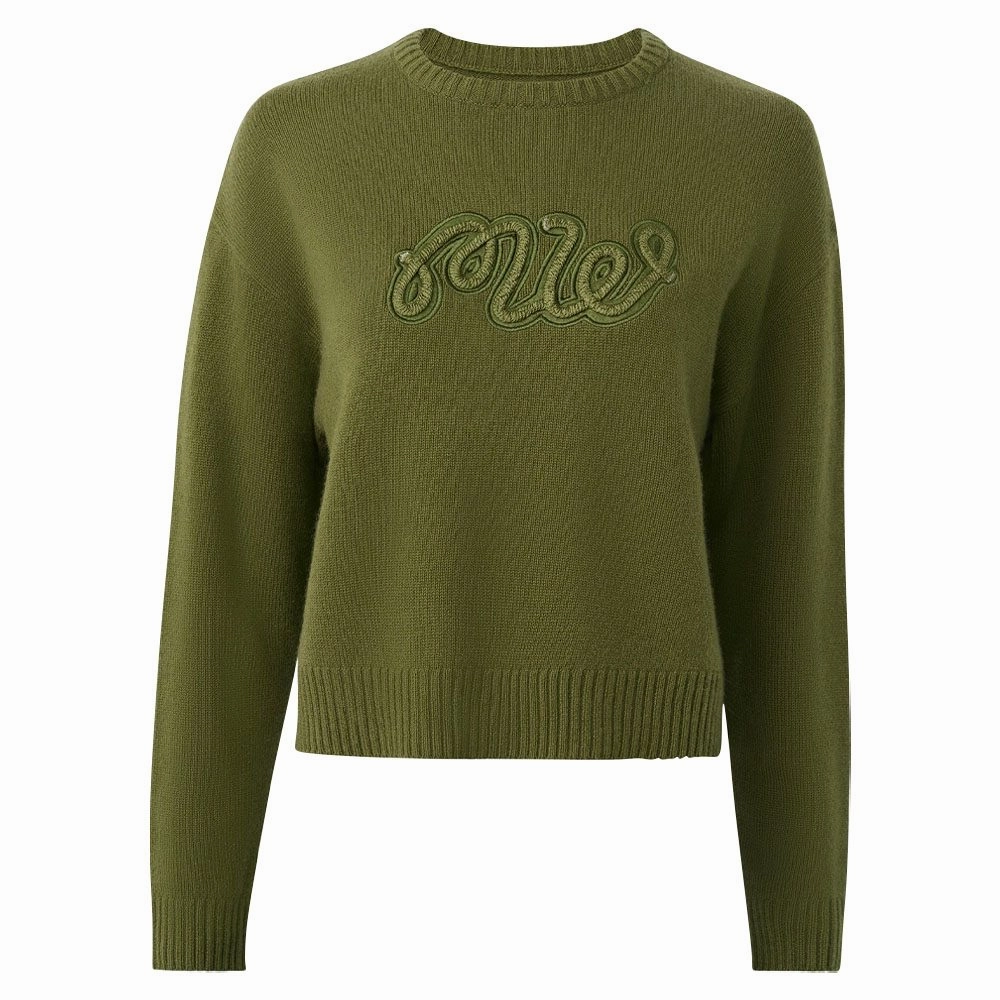 Classic Zip Up Extended Coverage Malbon Boat Golf Sweater Olive - FW24 Women