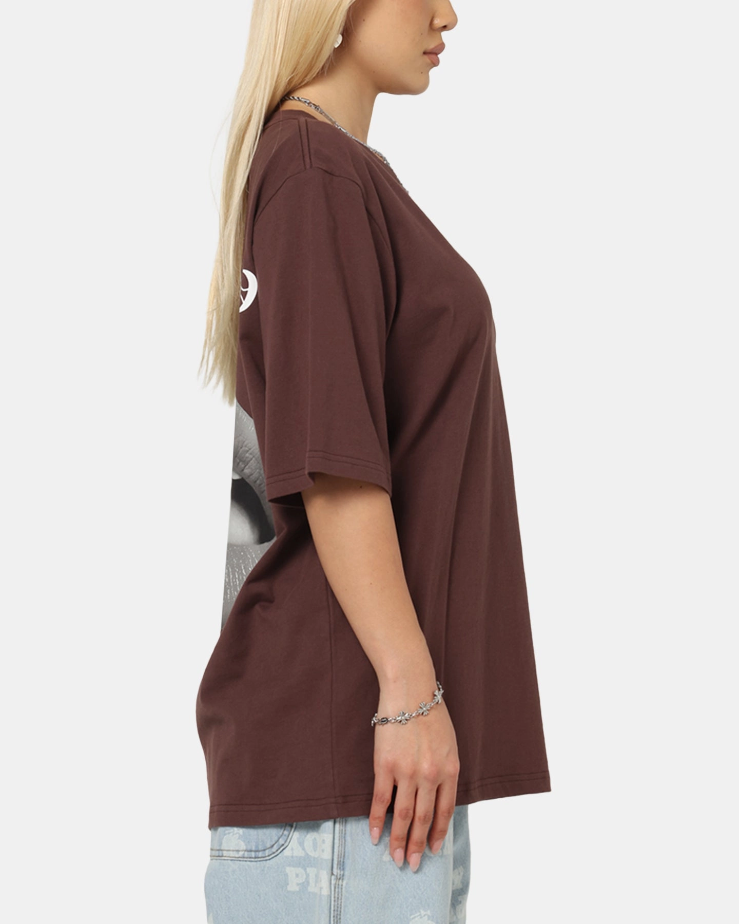 Wicking Interlock Knit Playboy Gothic Mono Lips T-Shirt Washed Brown