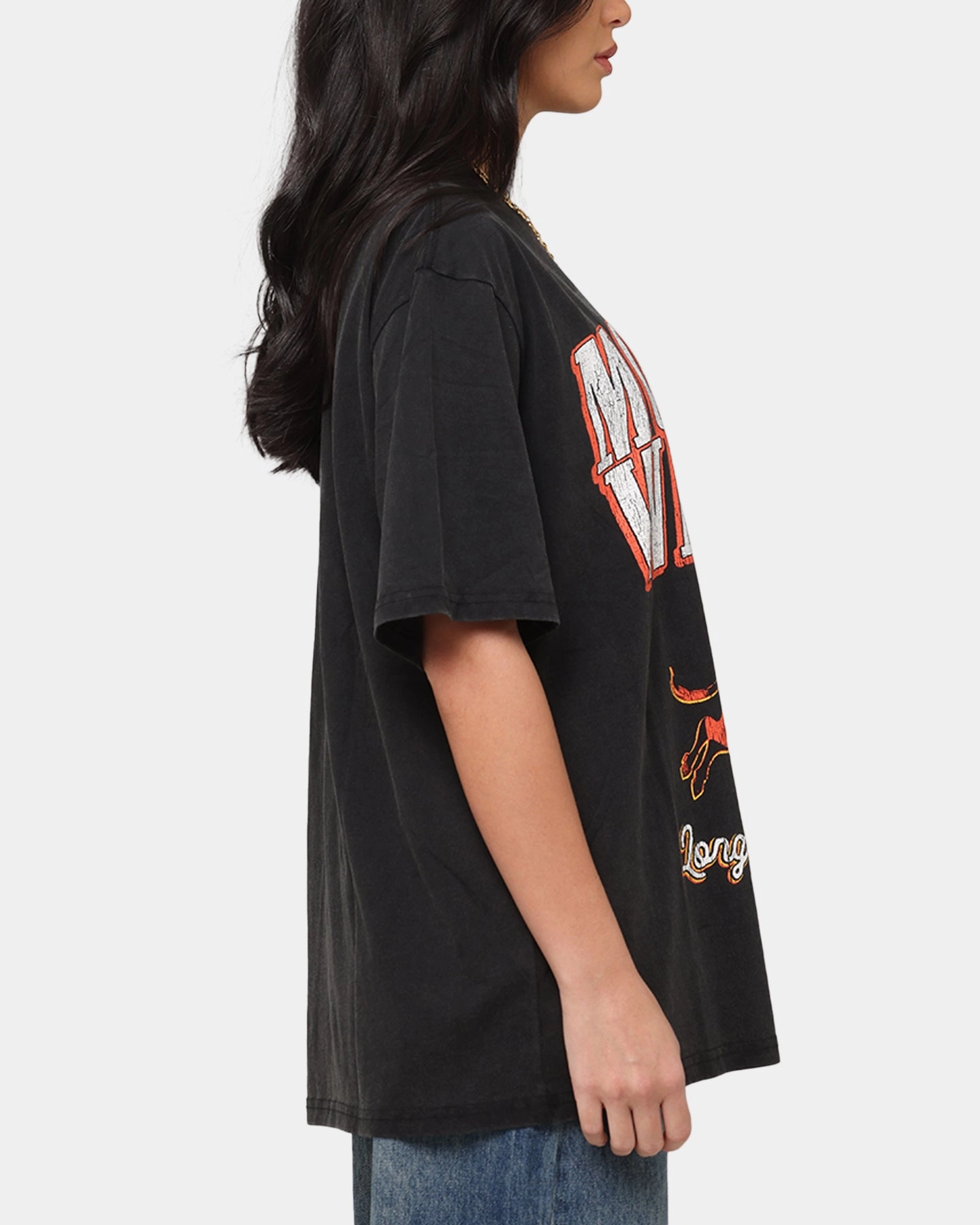Oversized Fit ZeroDistressFinish Morgan Wallen Long Live Cowgirls T-Shirt Washed Black