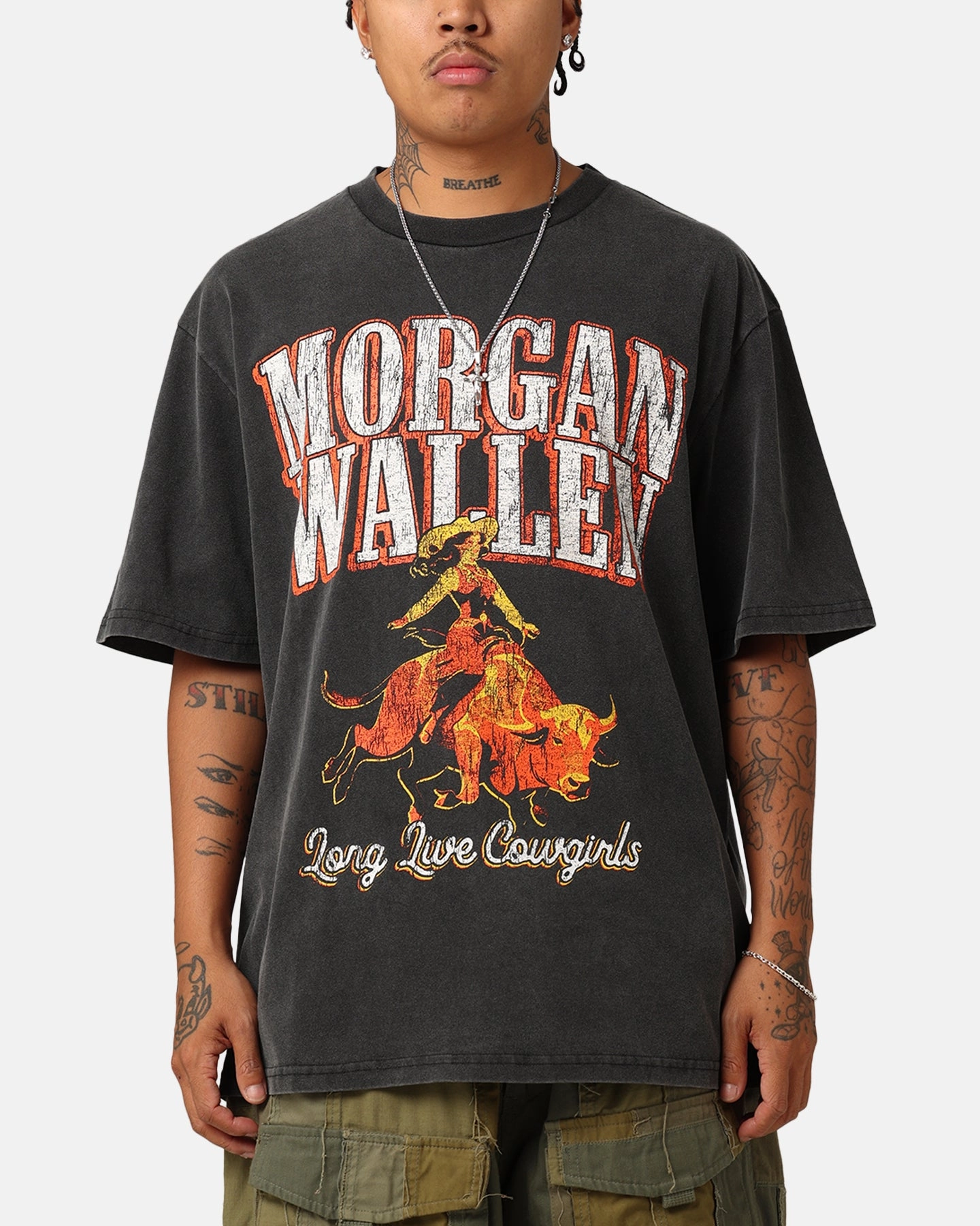 Morgan Wallen Long Live Cowgirls T-Shirt Washed Black Timeless Appeal Adult Wear