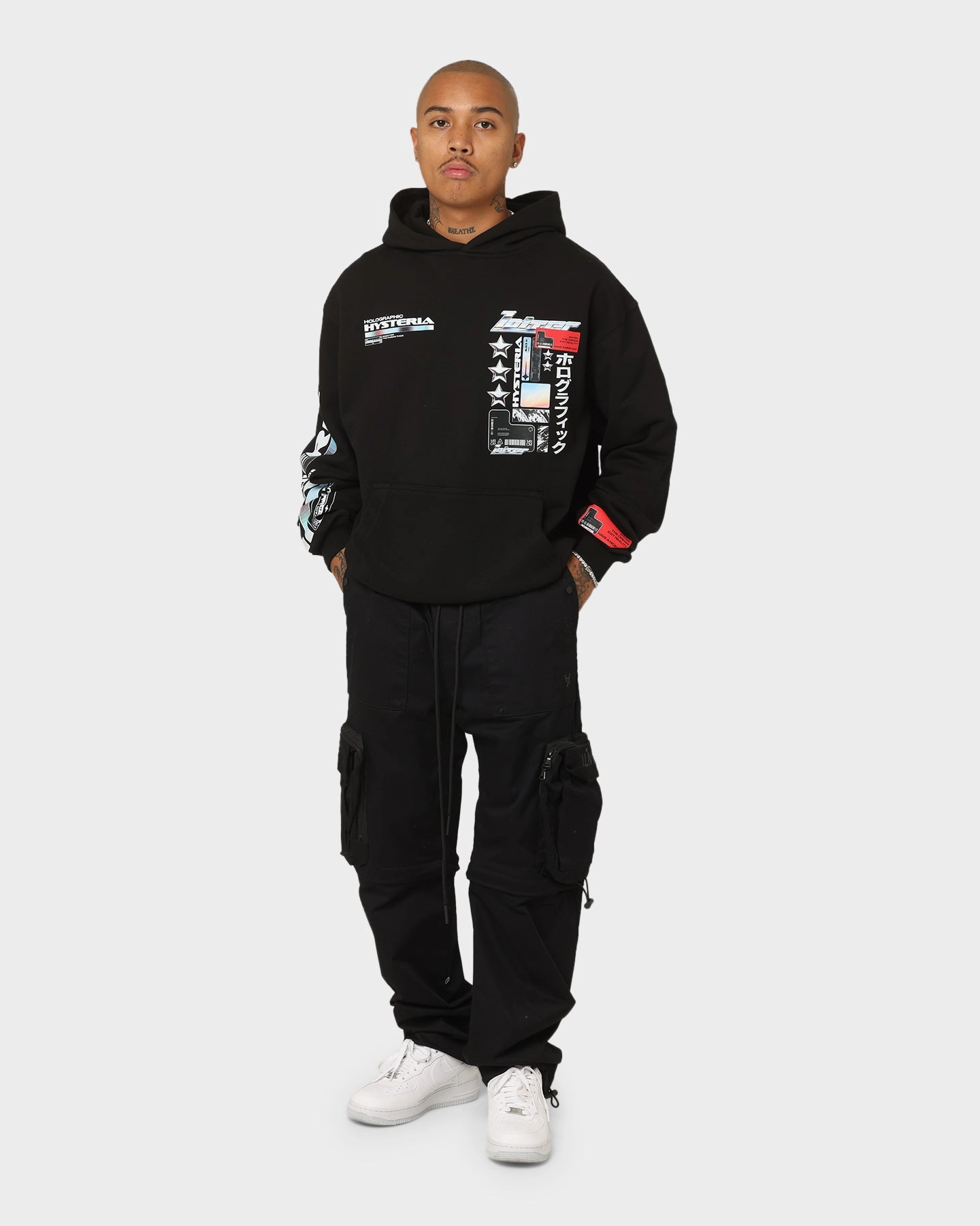 Ergonomic Stitching Loiter Constellation Hoodie Black
