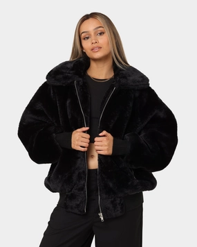 XXIII Baller Fur Jacket Black Bow-tie