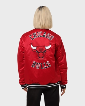 Eco-Friendly Fabric Mitchell & Ness Chicago Bulls Heavyweight Satin Jacket Scarlet